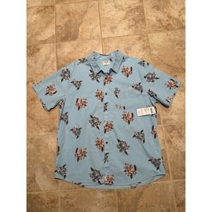 Hurley Men's Oao Lido Stretch Short Sleeve Shirt Color Blue Dream Size XL NTW